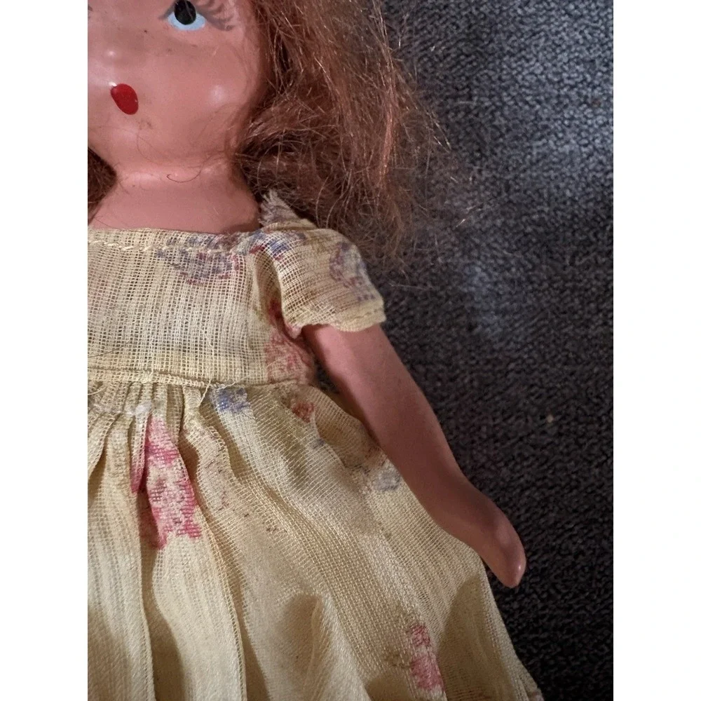Vtg Nancy Ann Storybook Doll Ring Around A‎ Rosy 5.5 in Bisque Yellow Dress 159